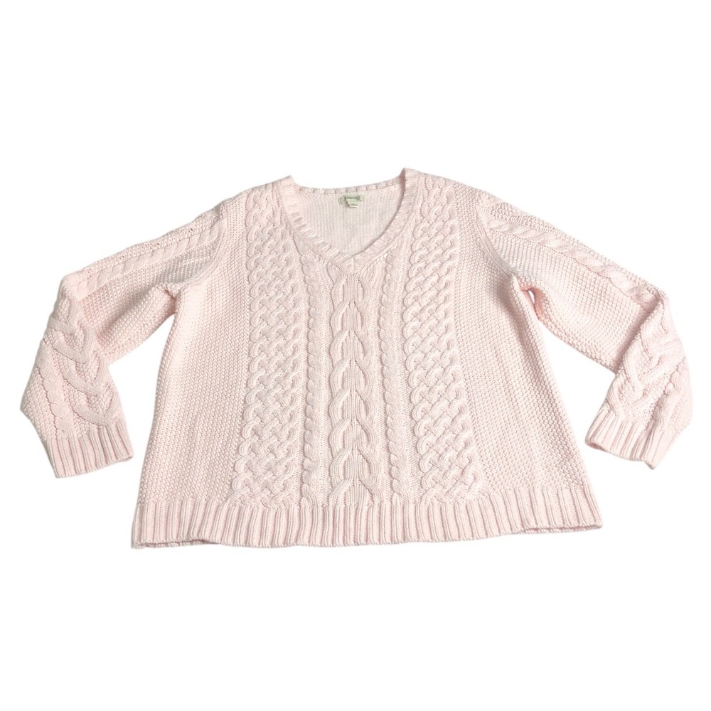 Vintage Y2K 90s St Johns Bay Cable Knit Sweater Womens 2X Pink Fisherman Preppy